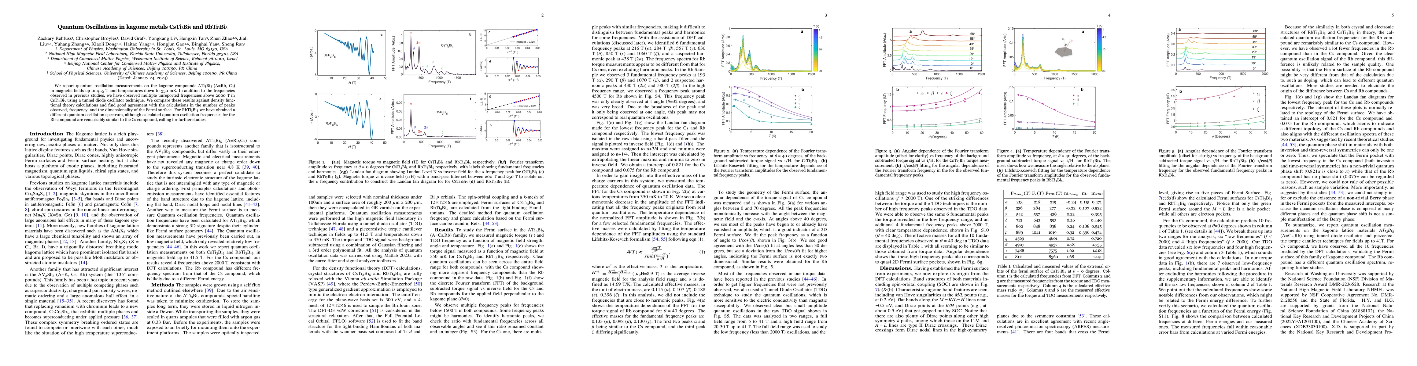 Thumbnail for Quantum Oscillations in kagome metals CsTi3Bi5 and RbTi3Bi5