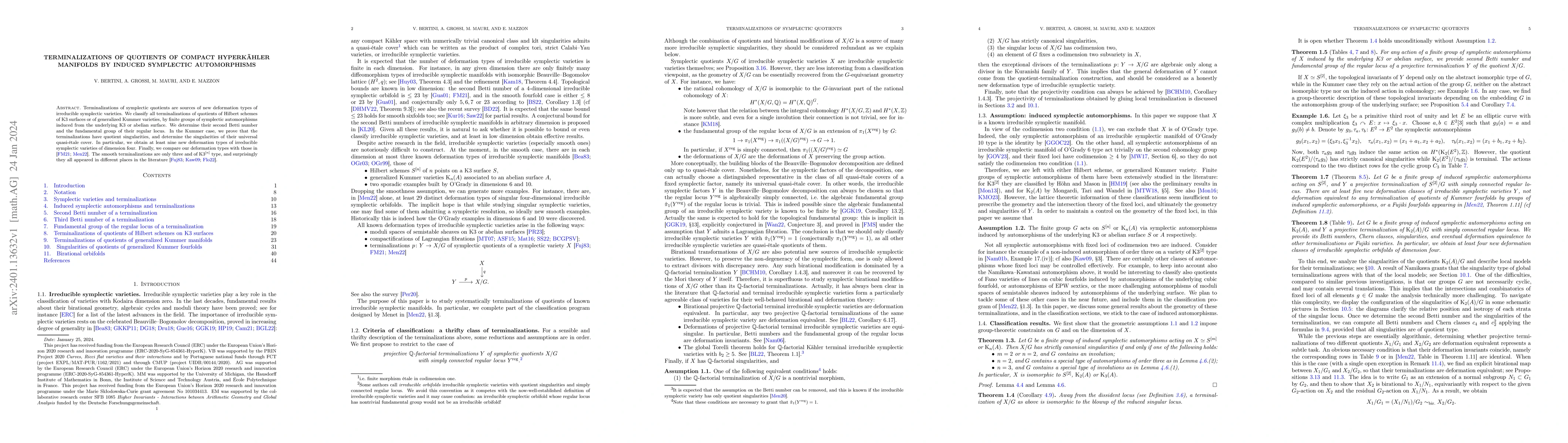 Thumbnail for Terminalizations of quotients of compact hyperk\"ahler manifolds by
  induced symplectic automorphisms