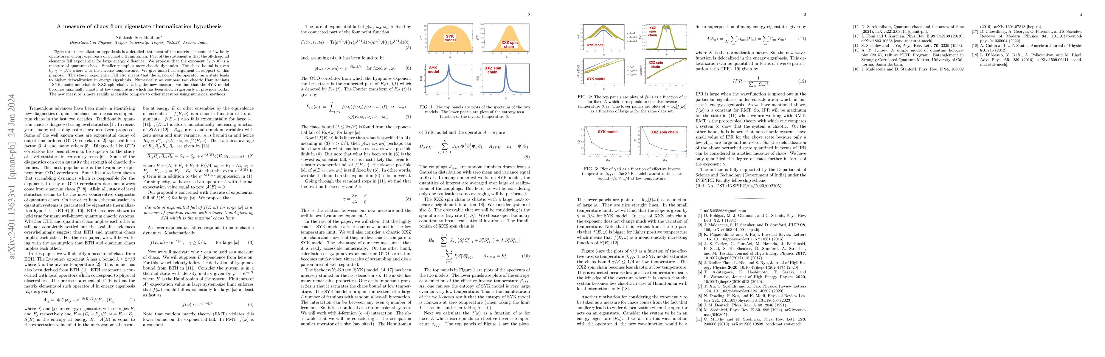 Thumbnail for A measure of chaos from eigenstate thermalization hypothesis