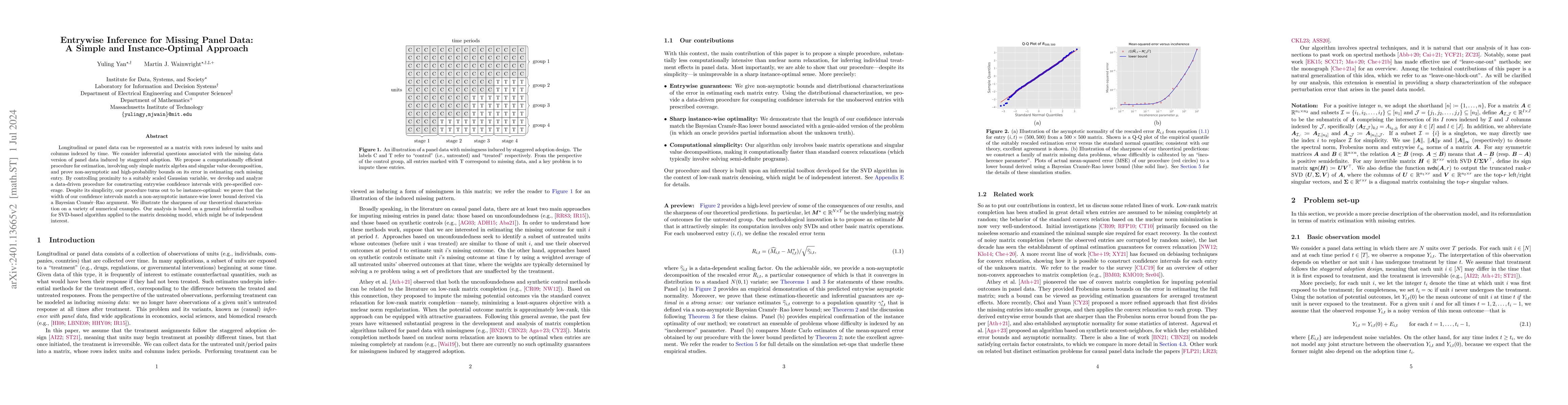 Thumbnail for Entrywise Inference for Missing Panel Data: A Simple and
  Instance-Optimal Approach