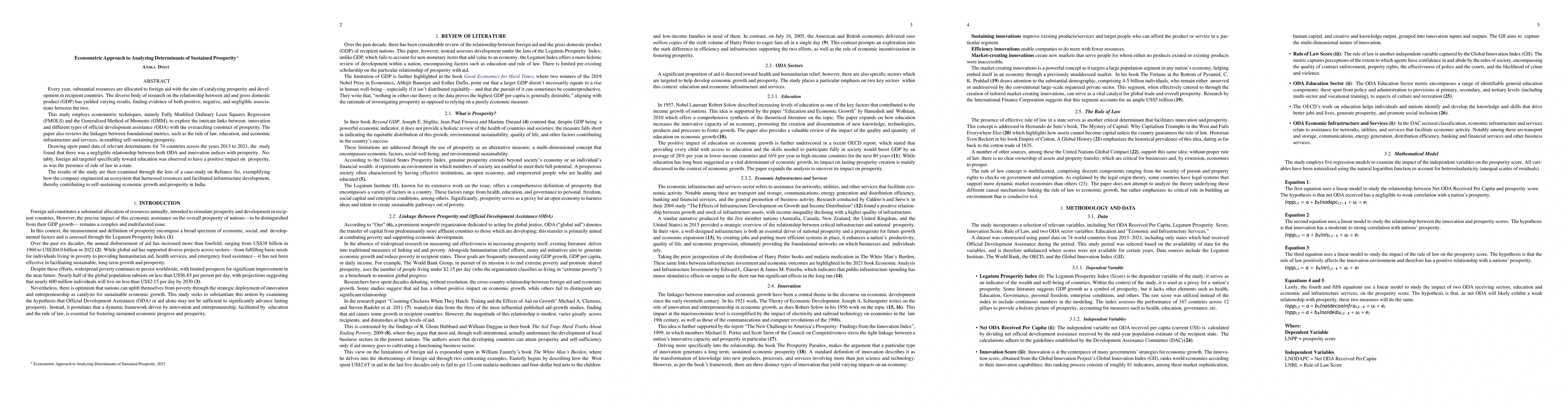 Thumbnail for Econometric Approach to Analyzing Determinants of Sustained Prosperity