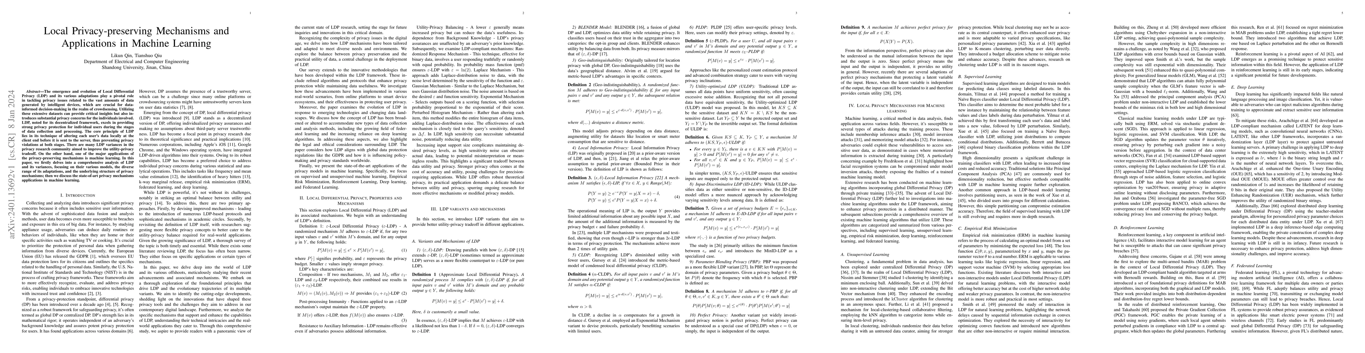 Thumbnail for Local Privacy-preserving Mechanisms and Applications in Machine Learning