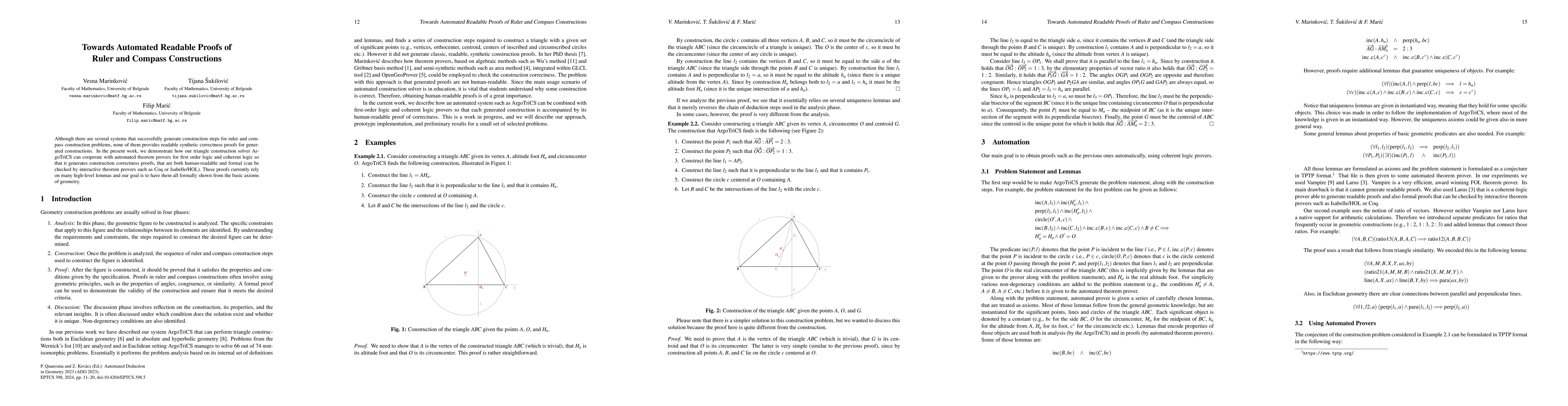 Thumbnail for Towards Automated Readable Proofs of Ruler and Compass Constructions
