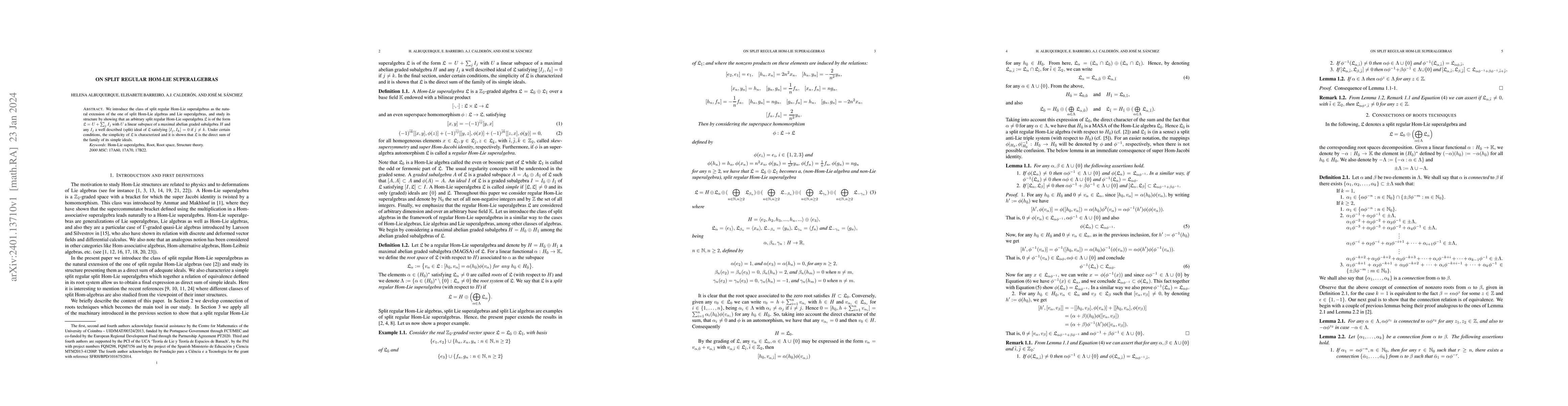 Thumbnail for On split regular Hom-Lie superalgebras