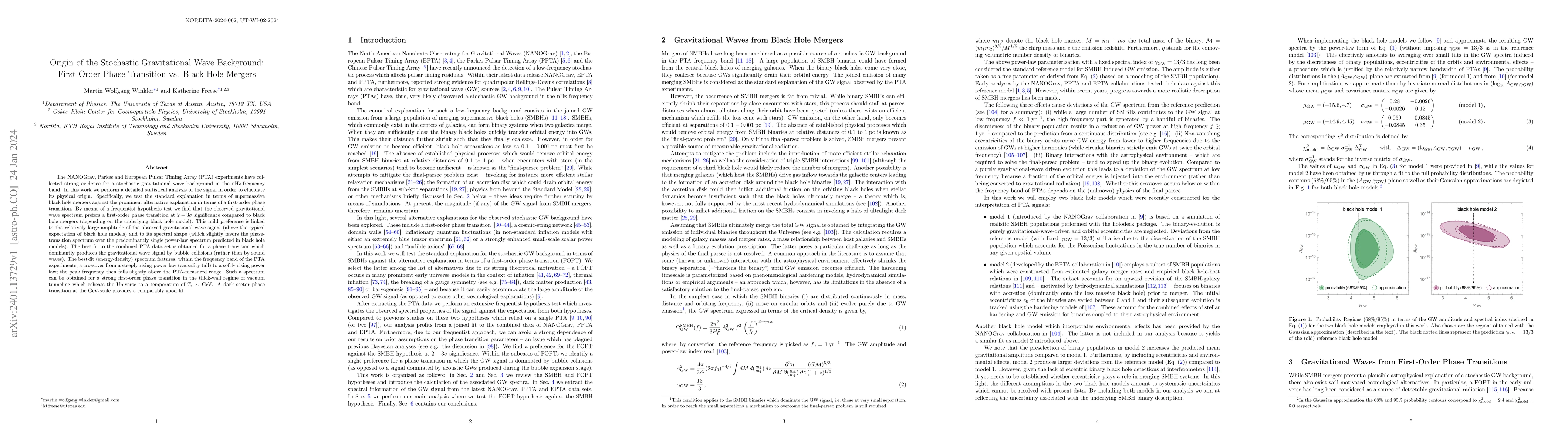 Thumbnail for Origin of the Stochastic Gravitational Wave Background: First-Order
  Phase Transition vs. Black Hole Mergers