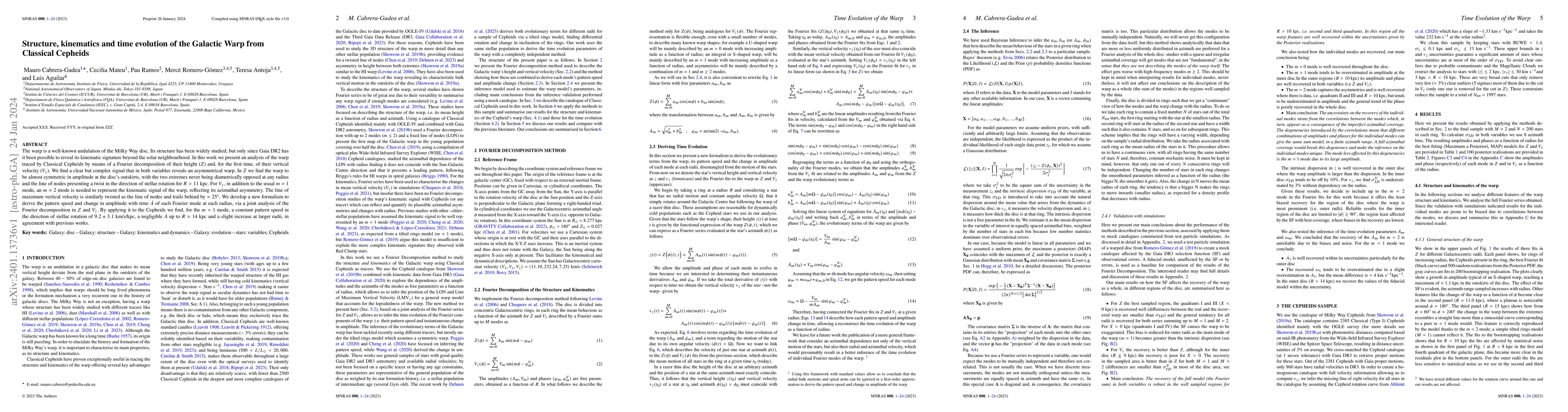 Thumbnail for Structure, kinematics and time evolution of the Galactic Warp from
  Classical Cepheids