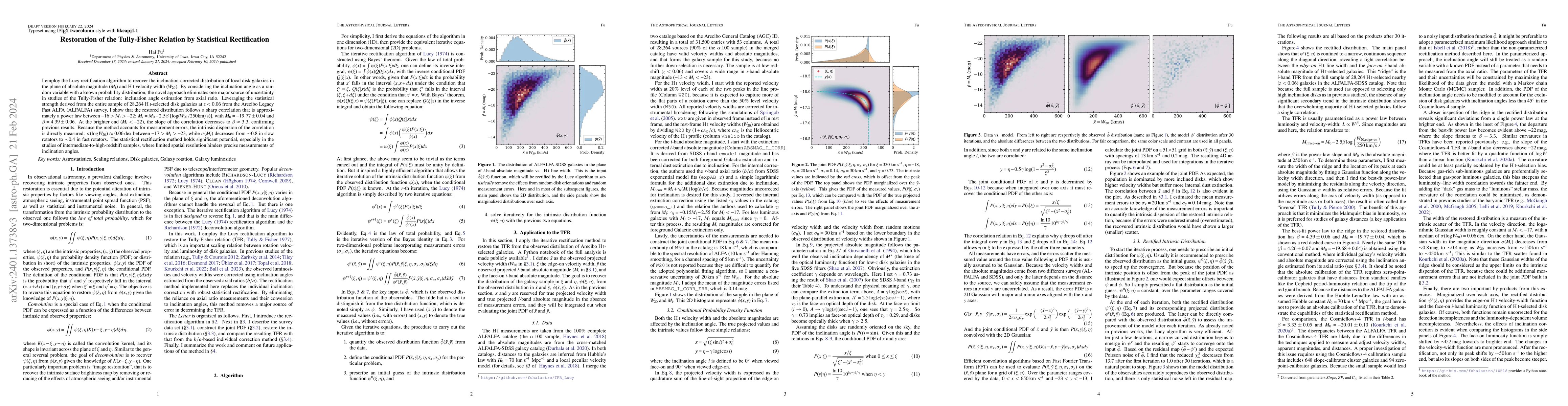 Thumbnail for Restoration of the Tully-Fisher Relation by Statistical Rectification