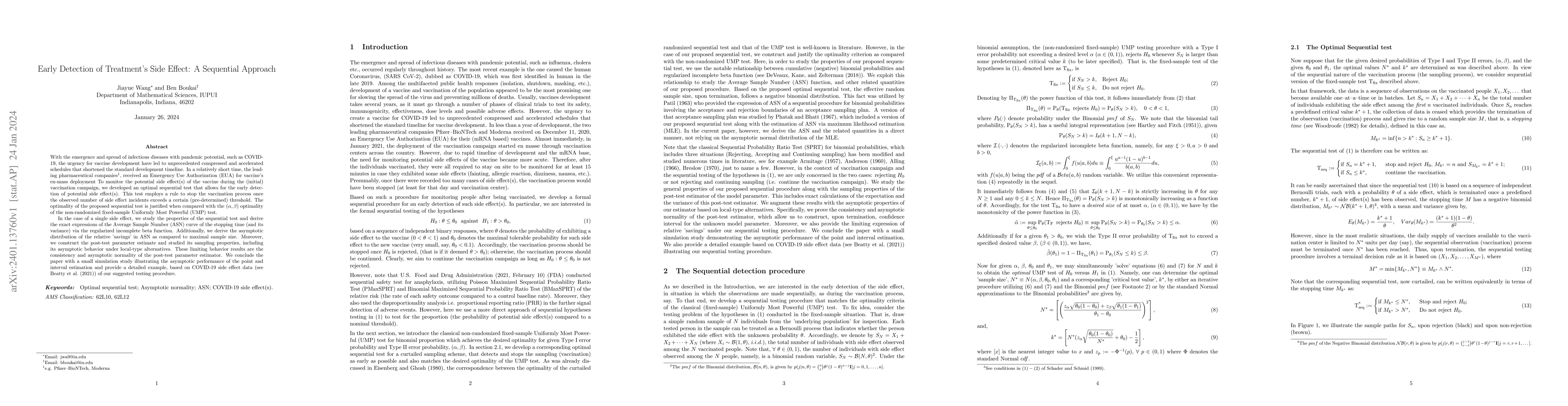 Thumbnail for Early Detection of Treatments Side Effect: A Sequential Approach