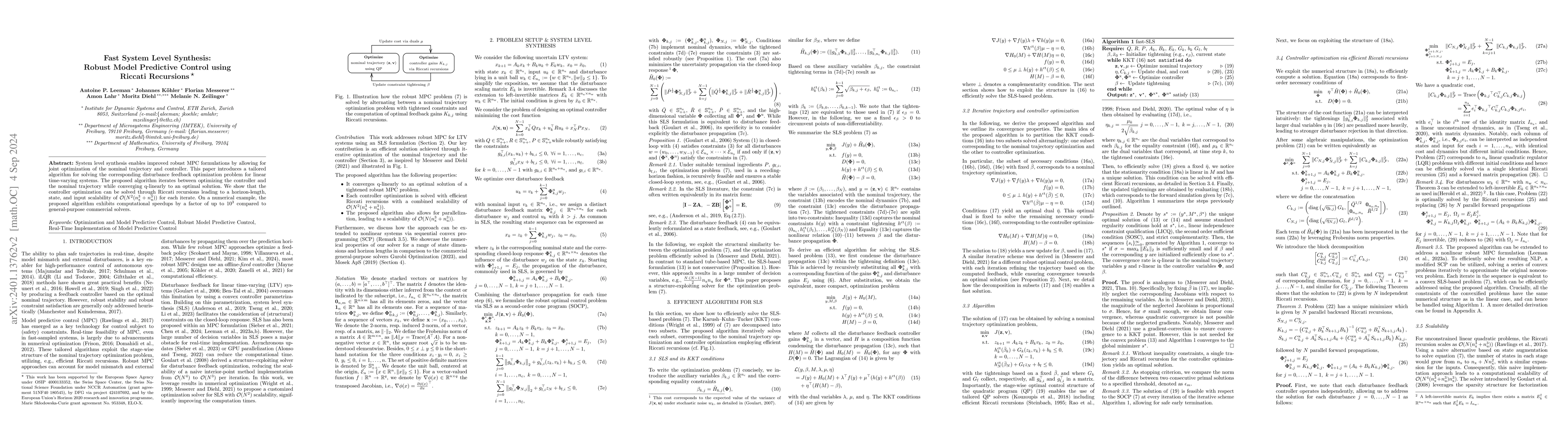 Thumbnail for Fast System Level Synthesis: Robust Model Predictive Control using
  Riccati Recursions