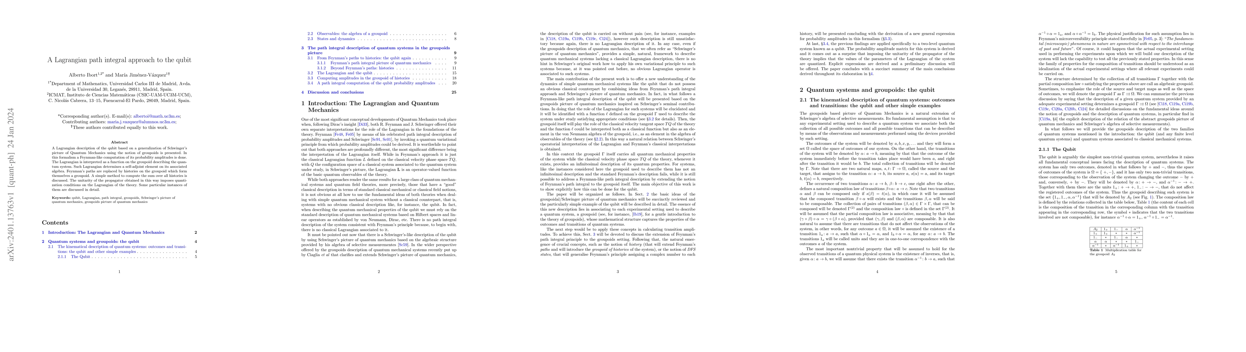 Thumbnail for A Lagrangian path integral approach to the qubit
