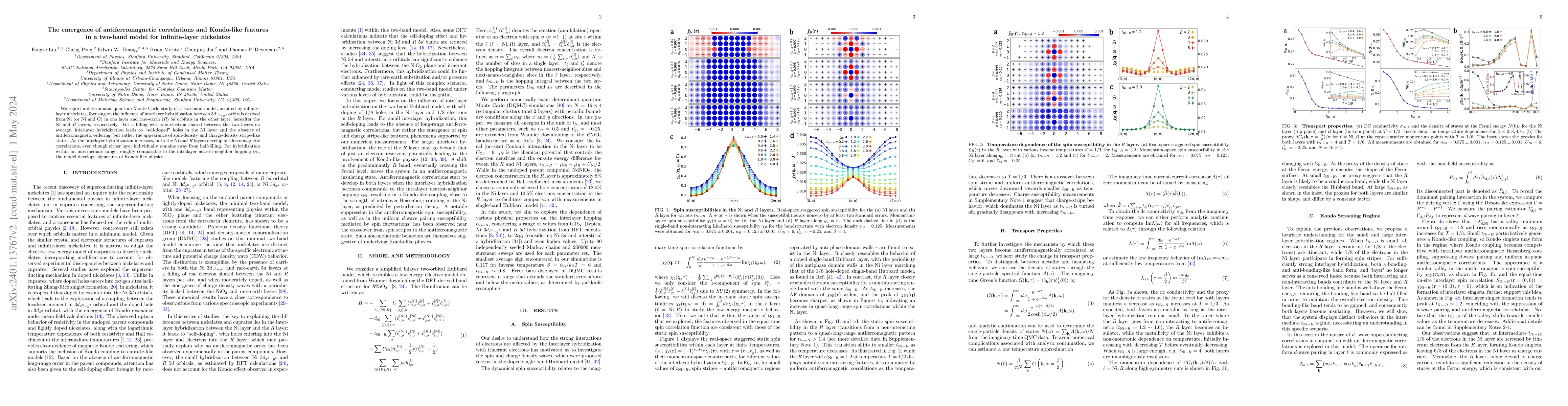 Thumbnail for The emergence of antiferromagnetic correlations and Kondo-like features
  in a two-band model for infinite-layer nickelates