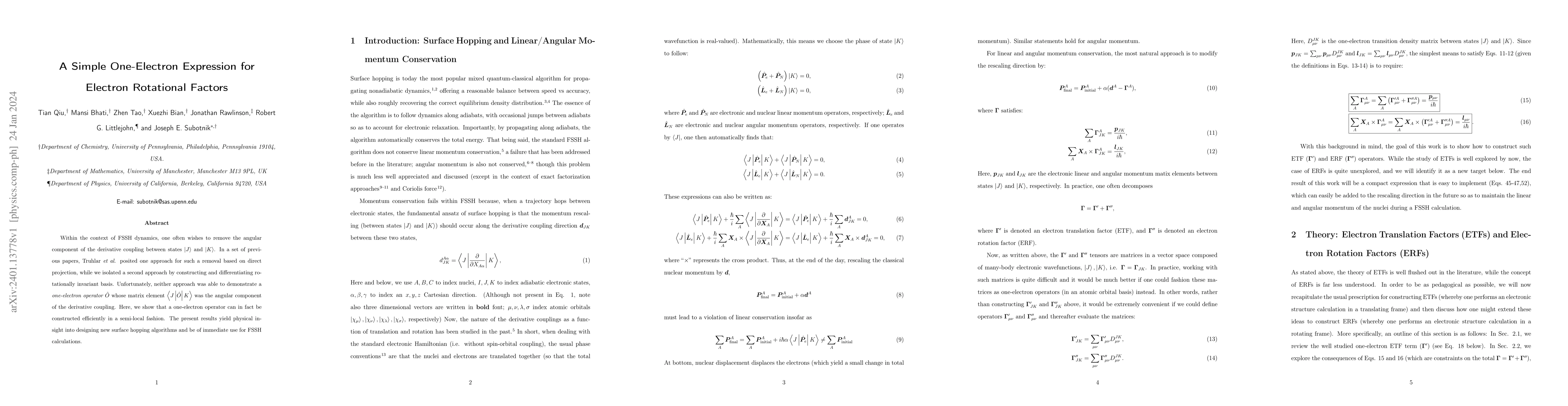Thumbnail for A Simple One-Electron Expression for Electron Rotational Factors