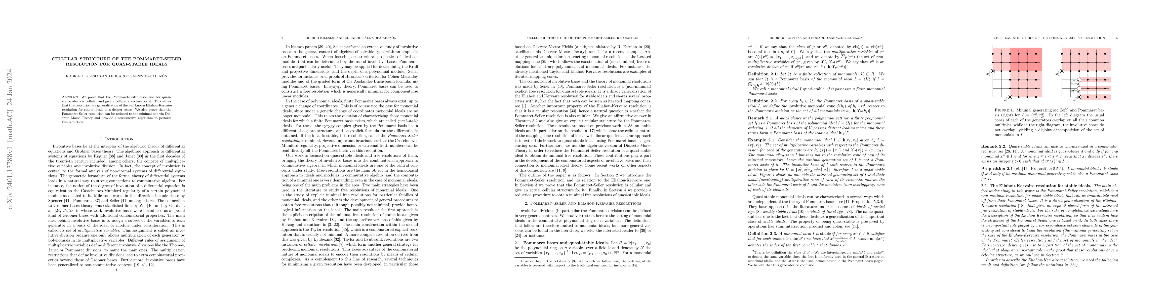 Thumbnail for Cellular structure of the Pommaret-Seiler resolution for quasi-stable
  ideals