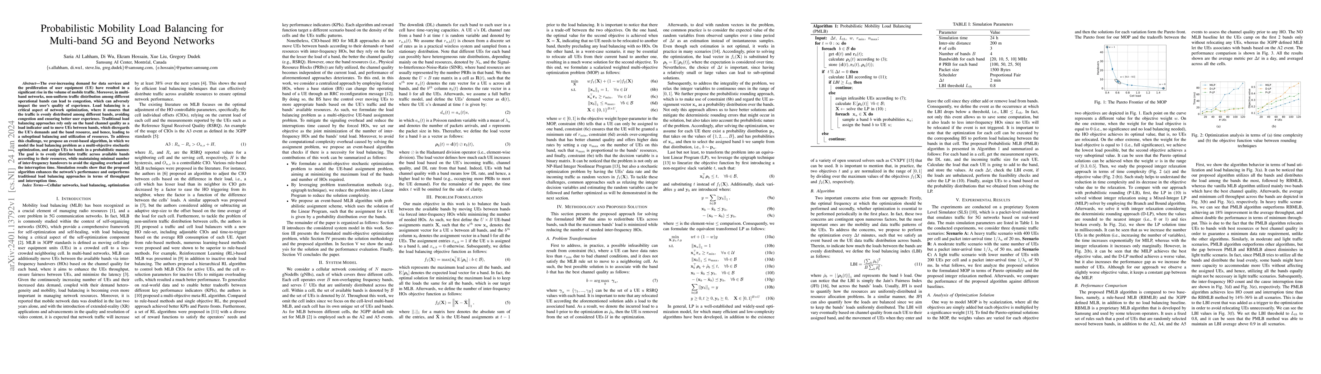 Thumbnail for Probabilistic Mobility Load Balancing for Multi-band 5G and Beyond
  Networks