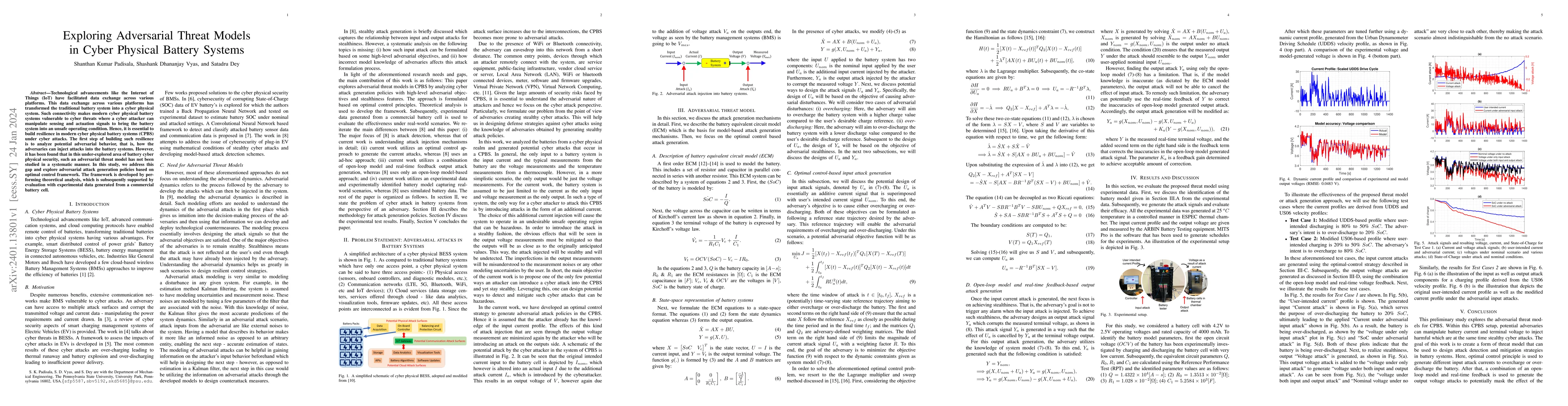 Thumbnail for Exploring Adversarial Threat Models in Cyber Physical Battery Systems