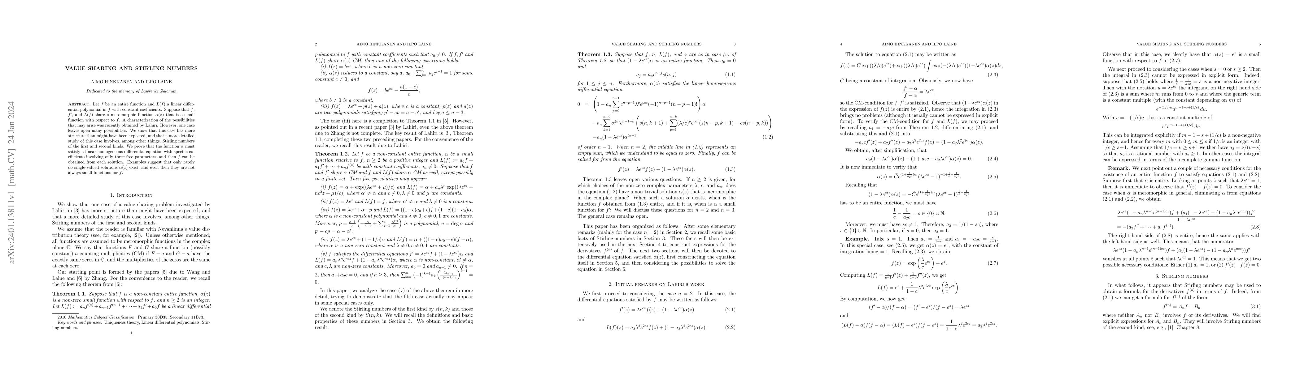 Thumbnail for Value sharing and Stirling numbers