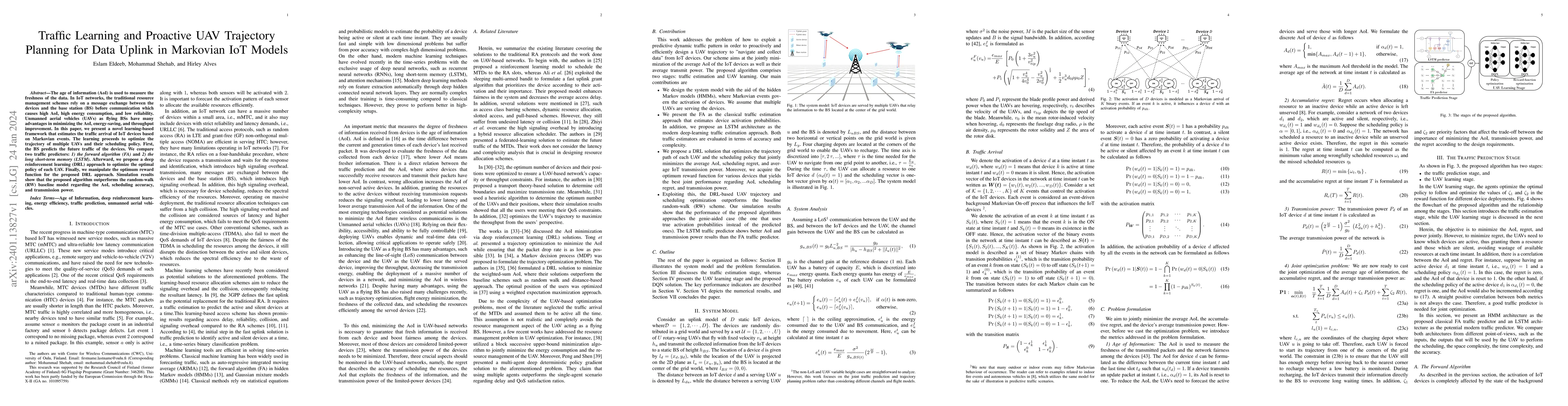 Thumbnail for Traffic Learning and Proactive UAV Trajectory Planning for Data Uplink
  in Markovian IoT Models