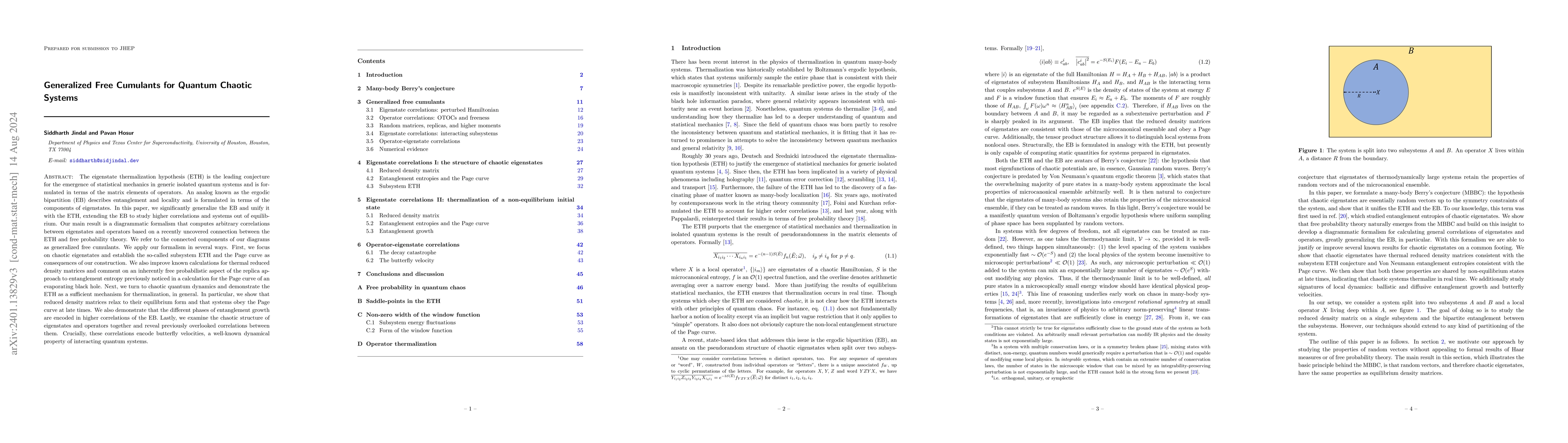 Thumbnail for Generalized Free Cumulants for Quantum Chaotic Systems