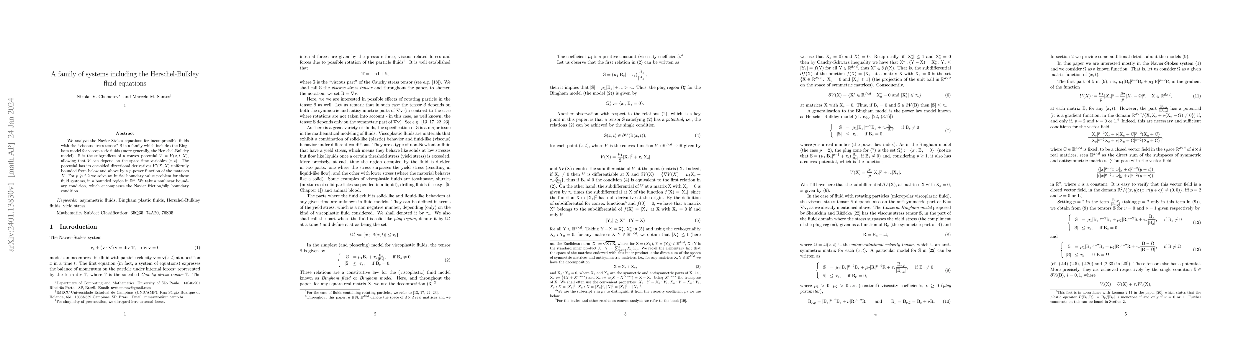 Thumbnail for A family of systems including the Herschel-Bulkley fluid equations