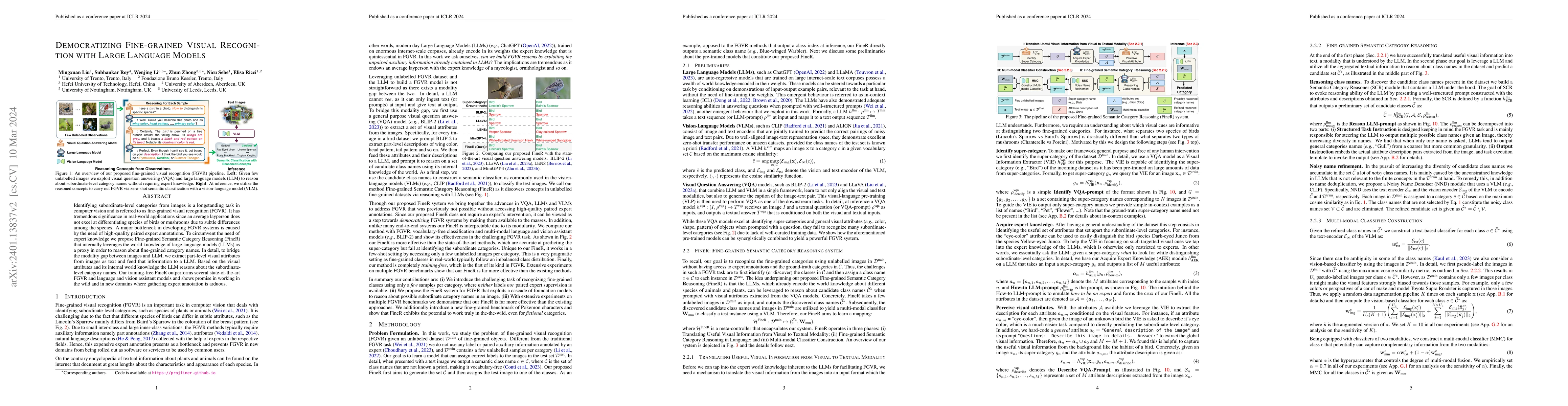 Thumbnail for Democratizing Fine-grained Visual Recognition with Large Language Models