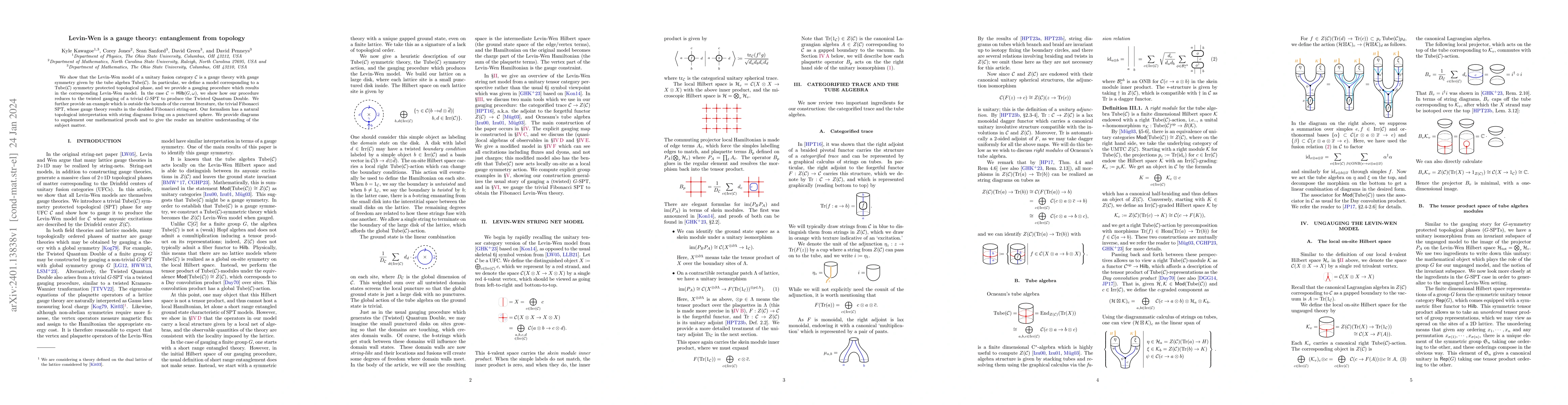 Thumbnail for Levin-Wen is a gauge theory: entanglement from topology