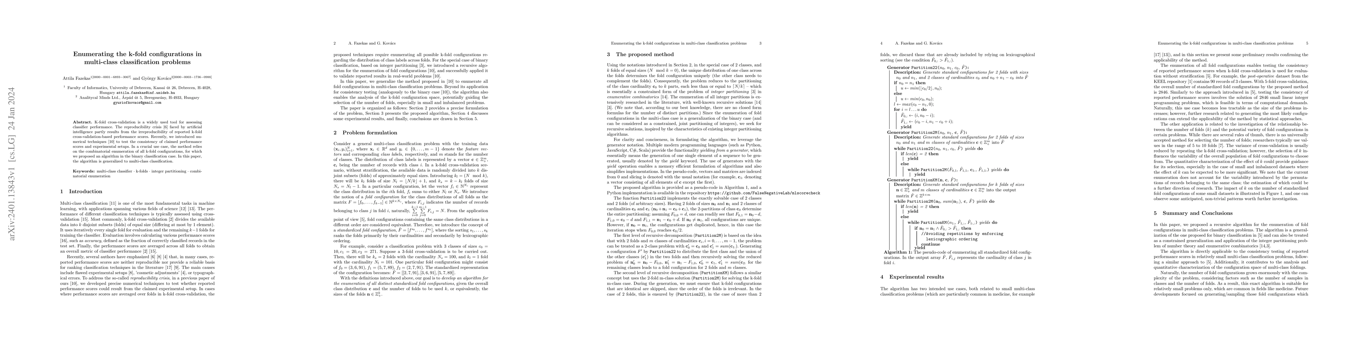 Thumbnail for Enumerating the k-fold configurations in multi-class classification
  problems