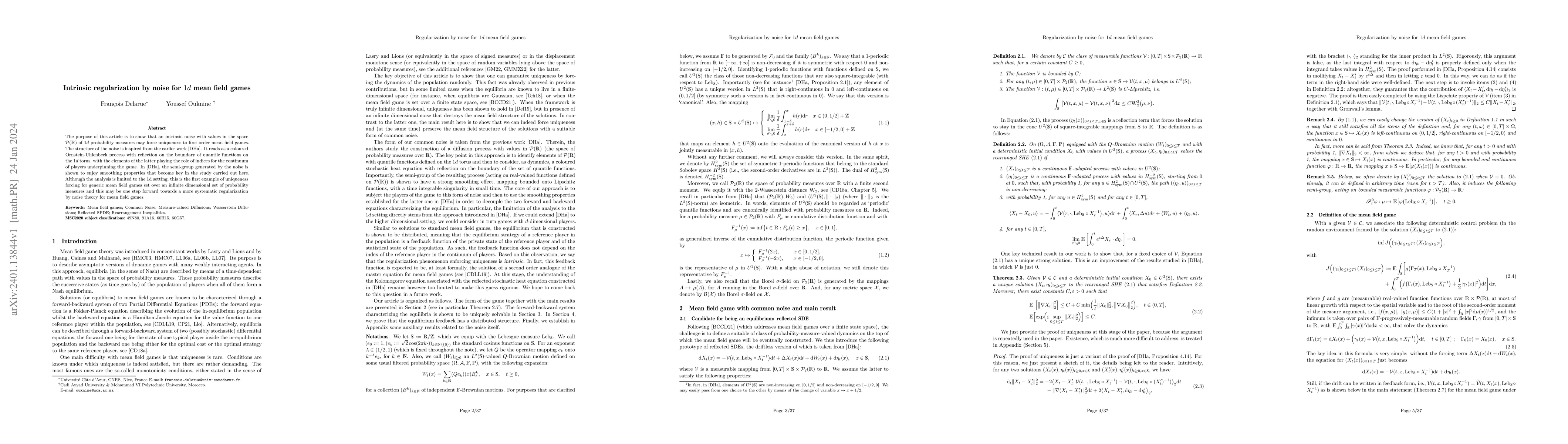 Thumbnail for Intrinsic regularization by noise for $1d$ mean field games