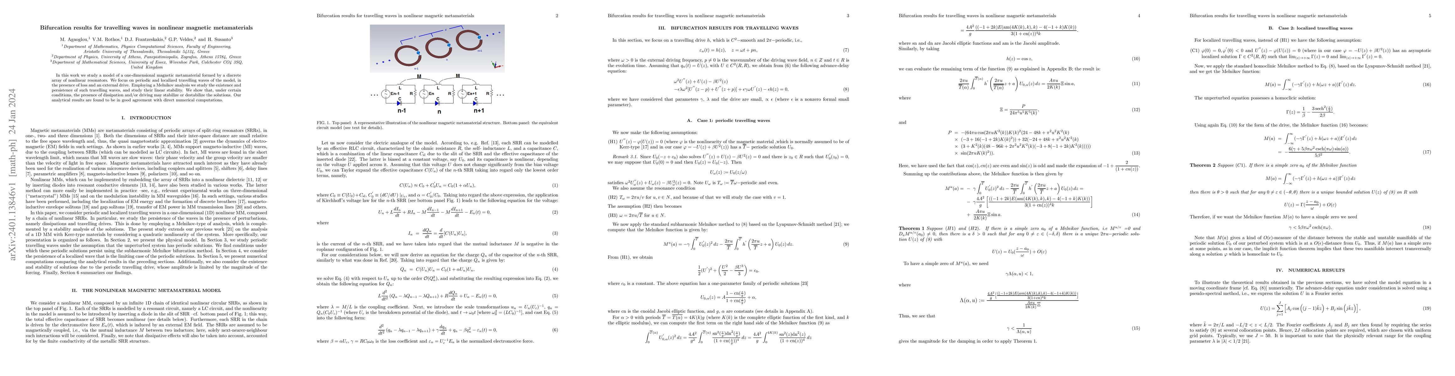Thumbnail for Bifurcation Results for Traveling Waves in Nonlinear Magnetic
  Metamaterials