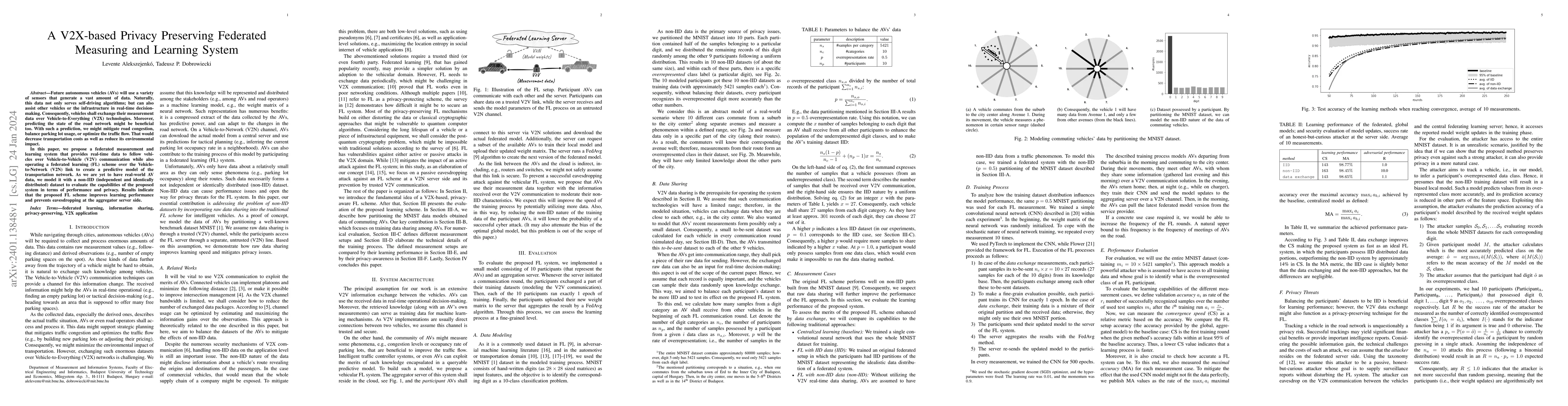Thumbnail for A V2X-based Privacy Preserving Federated Measuring and Learning System