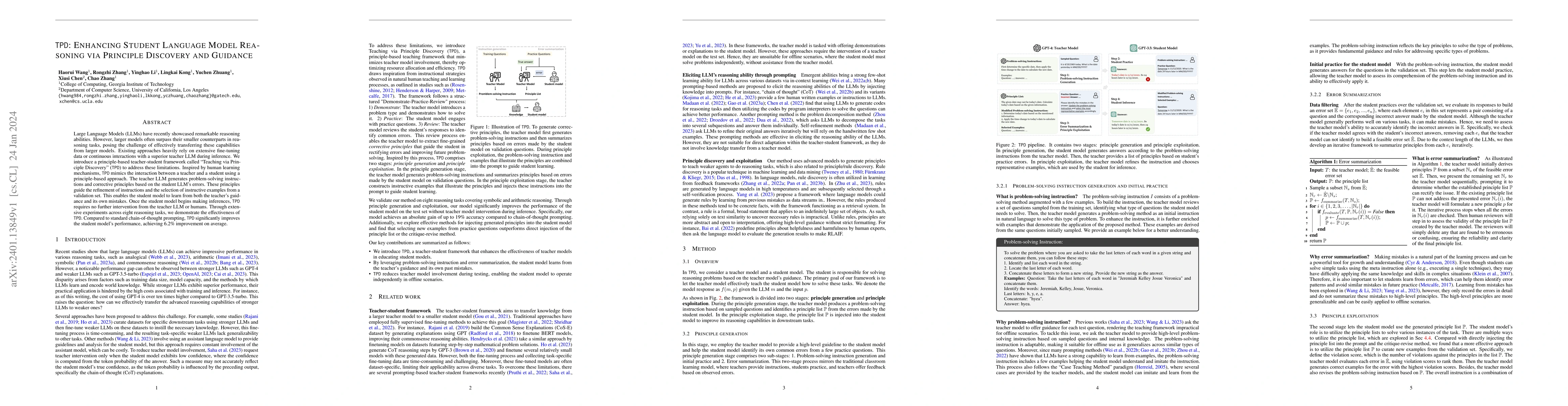 Thumbnail for TPD: Enhancing Student Language Model Reasoning via Principle Discovery
  and Guidance