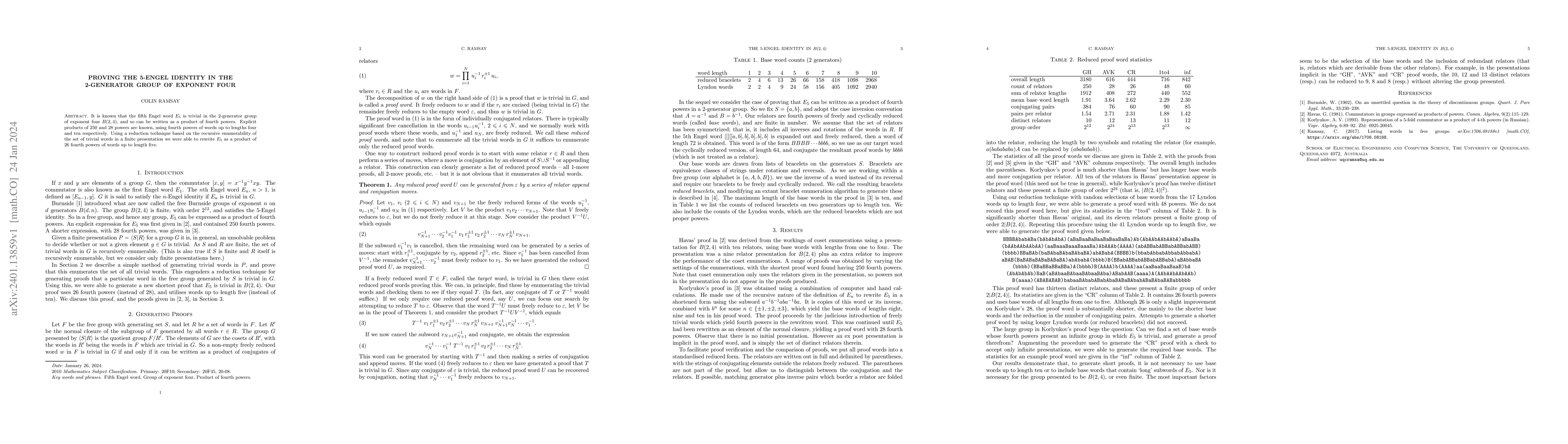 Thumbnail for Proving the 5-Engel identity in the 2-generator group of exponent four