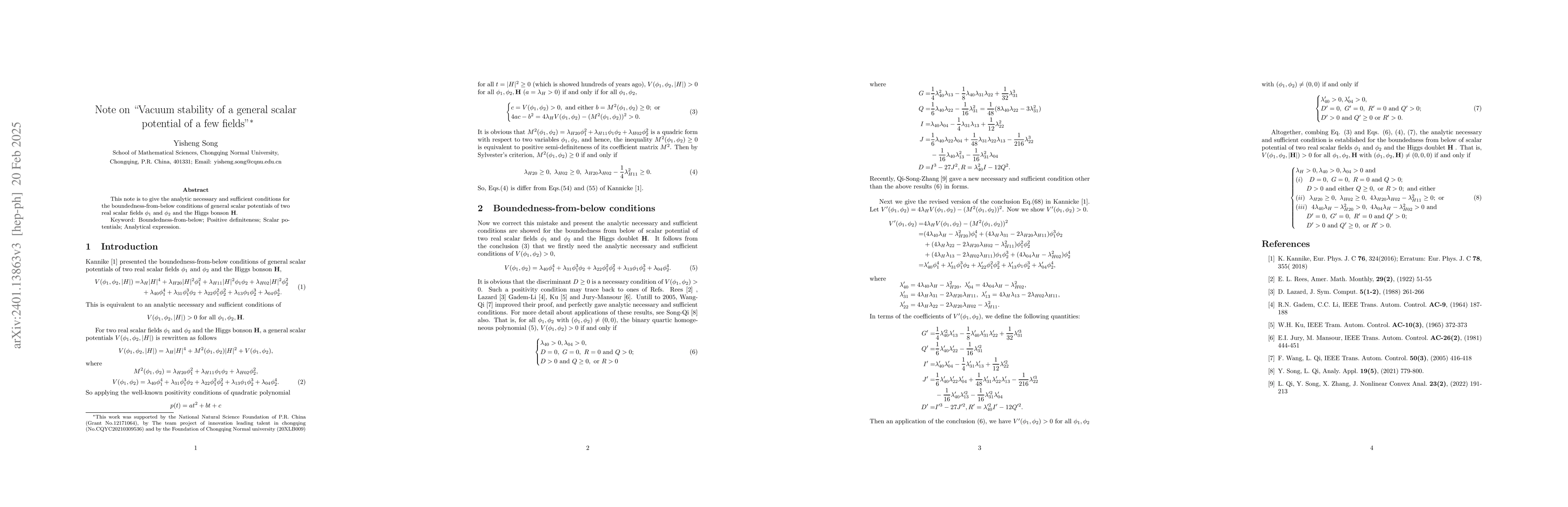 Thumbnail for Note on "Vacuum stability of a general scalar potential of a few fields"