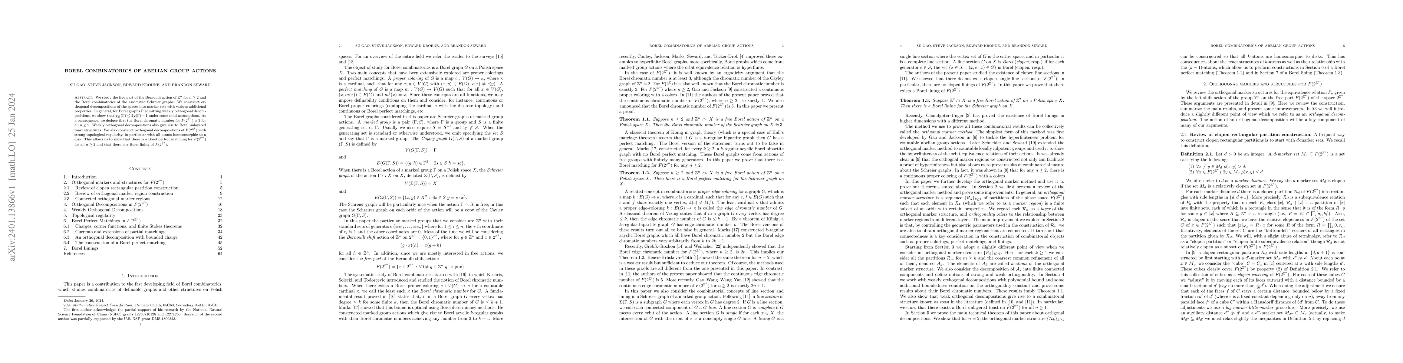 Thumbnail for Borel Combinatorics of Abelian Group Actions