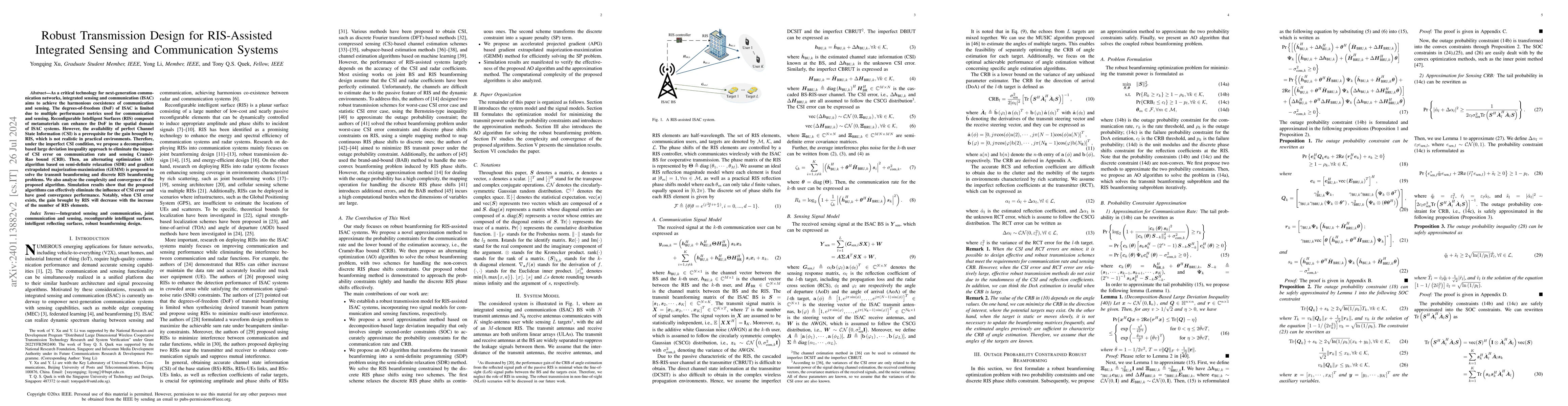 Thumbnail for Robust Transmission Design for RIS-Assisted Integrated Sensing and
  Communication Systems