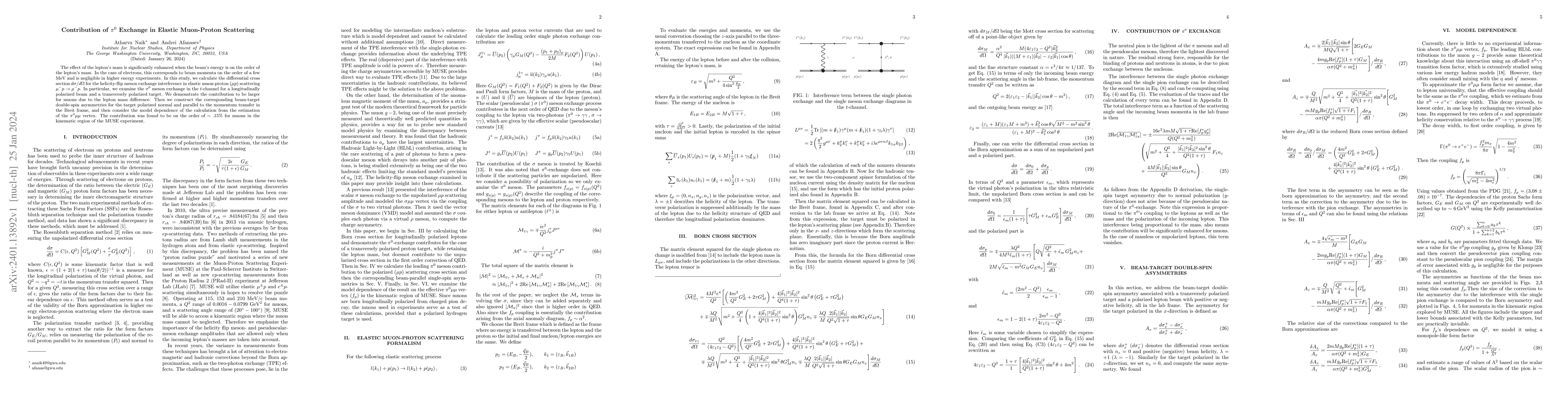 Thumbnail for Contribution of $\pi^0$ Exchange in Elastic Muon-Proton Scattering