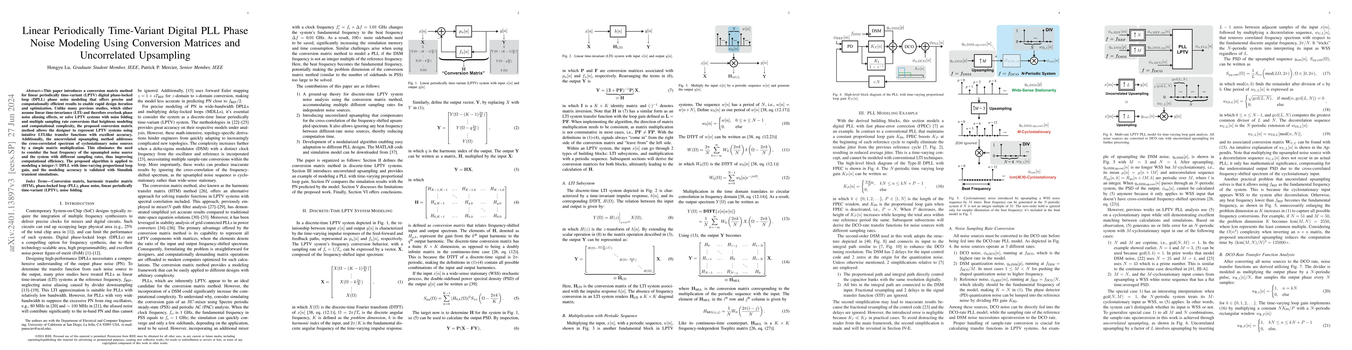 Thumbnail for Linear Periodically Time-Variant Digital PLL Phase Noise Modeling Using
  Conversion Matrices and Uncorrelated Upsampling