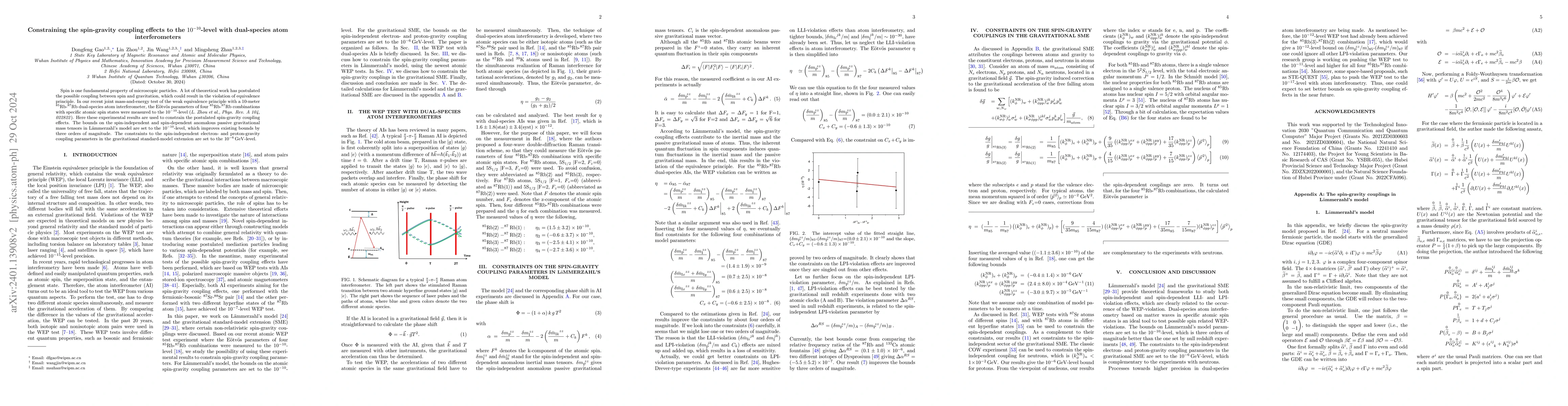 Thumbnail for Constraining the spin-gravity coupling effects with dual-species atom
  interferometers