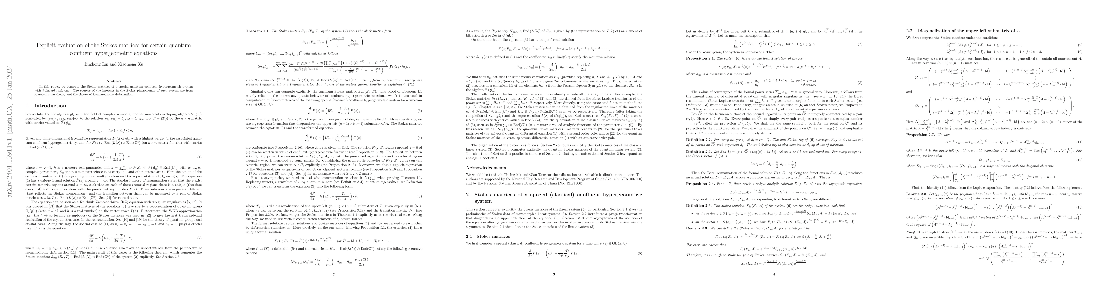 Thumbnail for Explicit evaluation of the Stokes matrices for certain quantum confluent
  hypergeometric equations