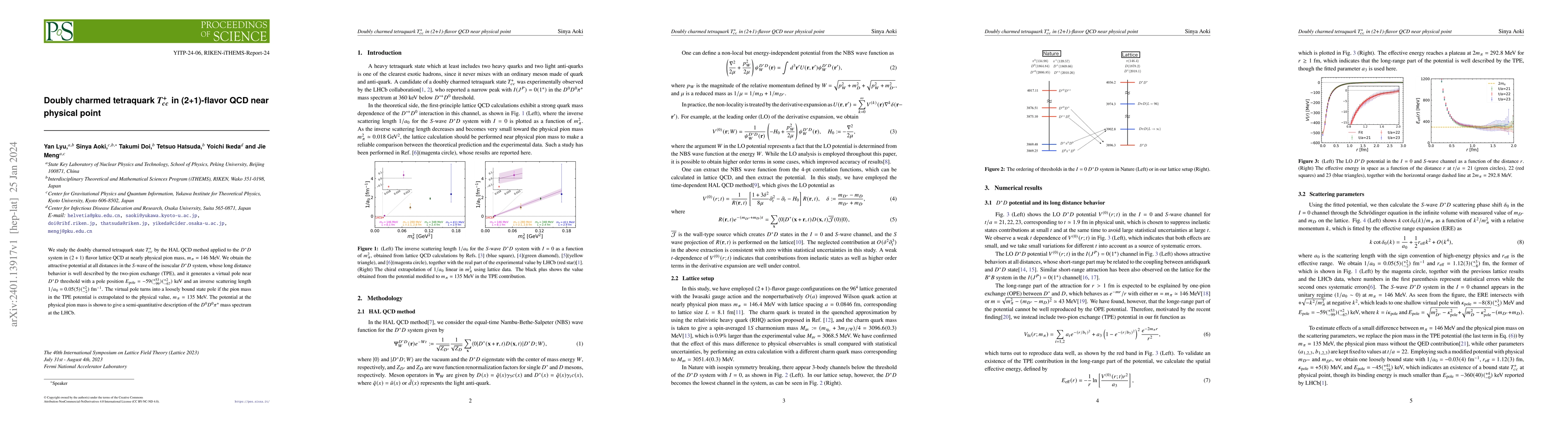 Thumbnail for Doubly charmed tetraquark $T_{cc}^+$ in (2+1)-flavor QCD near physical
  point