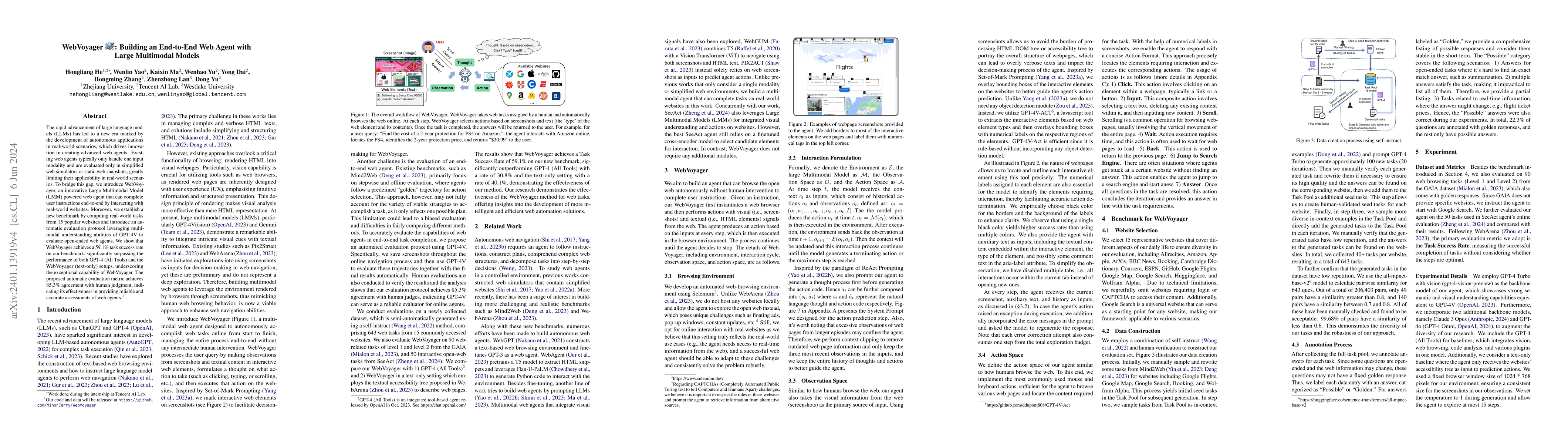 Thumbnail for WebVoyager: Building an End-to-End Web Agent with Large Multimodal
  Models