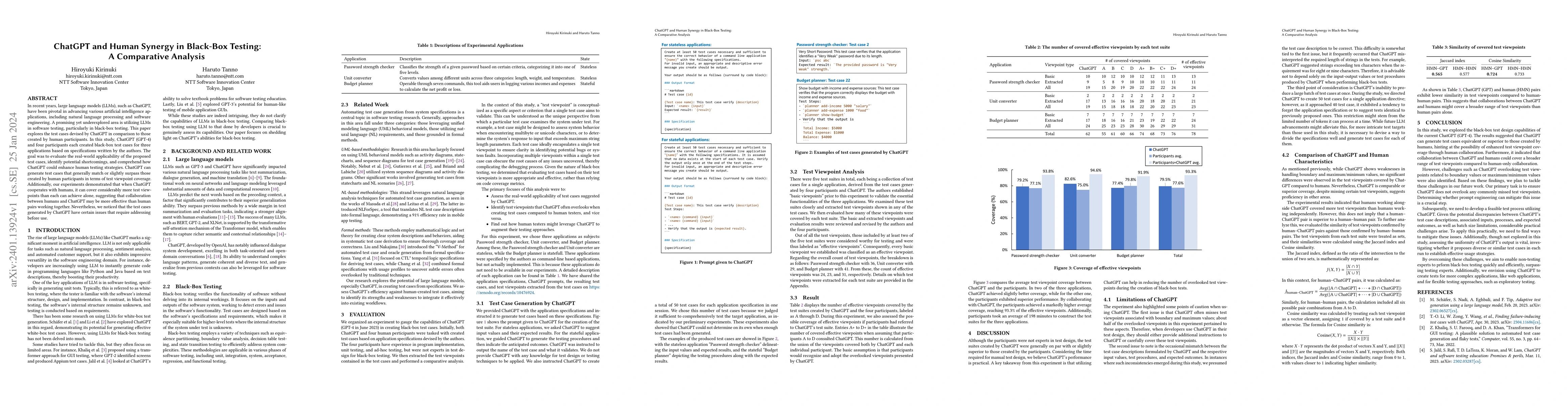Thumbnail for ChatGPT and Human Synergy in Black-Box Testing: A Comparative Analysis