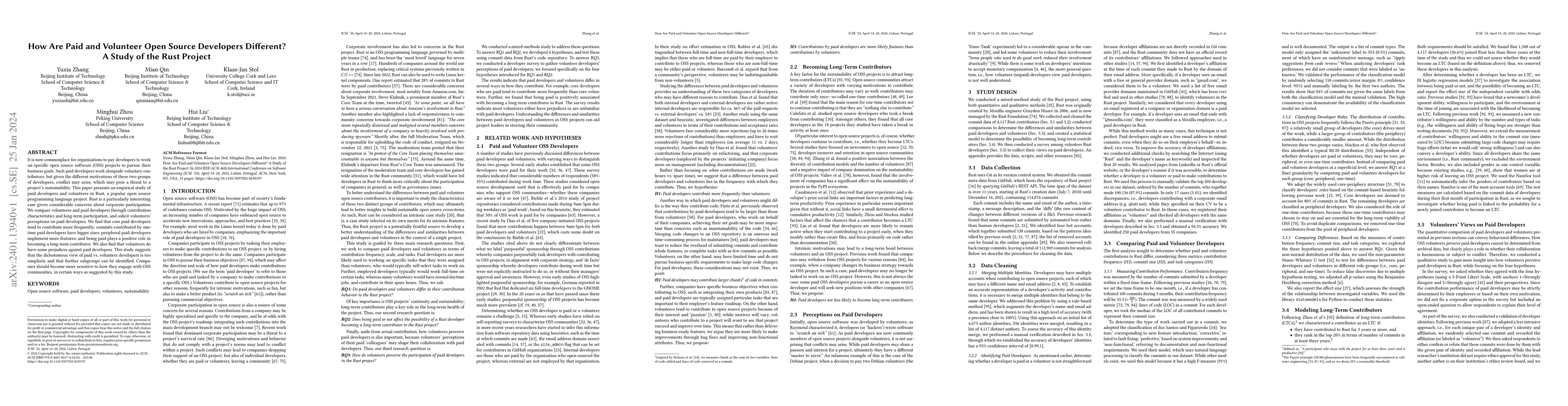 Thumbnail for How Are Paid and Volunteer Open Source Developers Different? A Study of
  the Rust Project