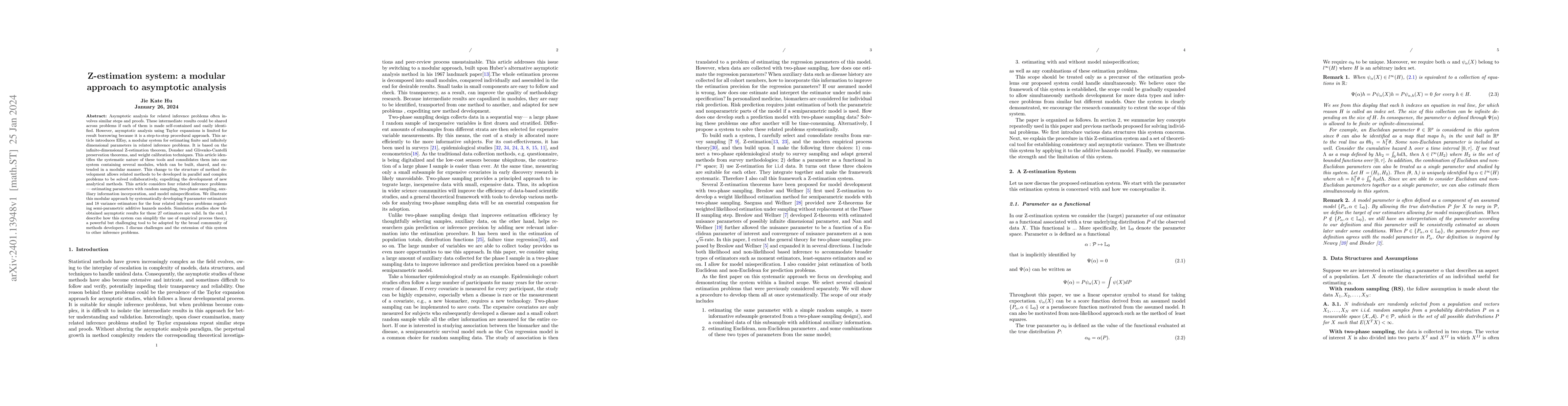 Thumbnail for Z-estimation system: a modular approach to asymptotic analysis