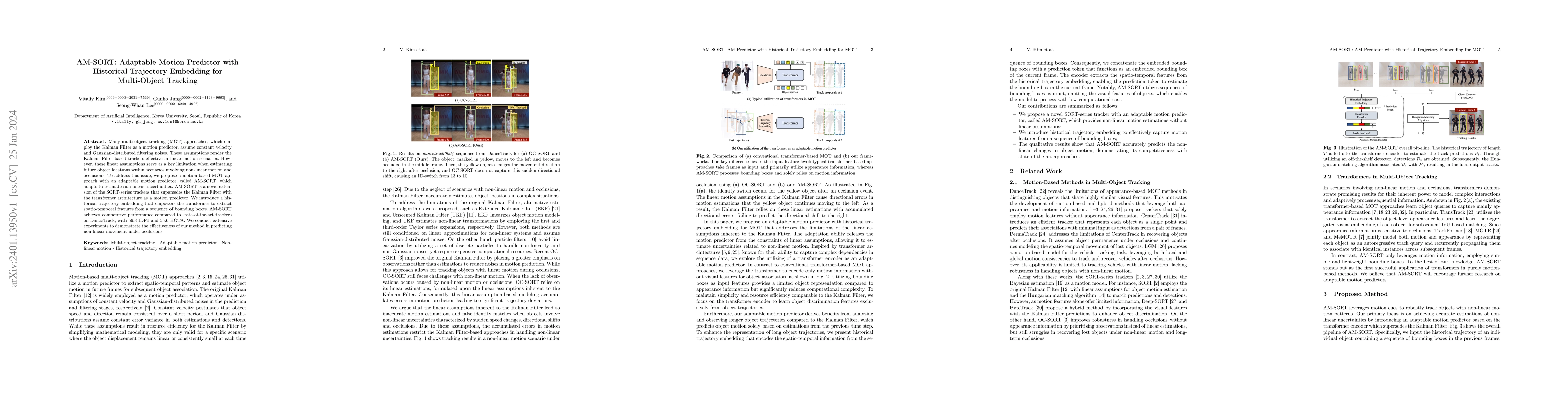 Thumbnail for AM-SORT: Adaptable Motion Predictor with Historical Trajectory Embedding
  for Multi-Object Tracking