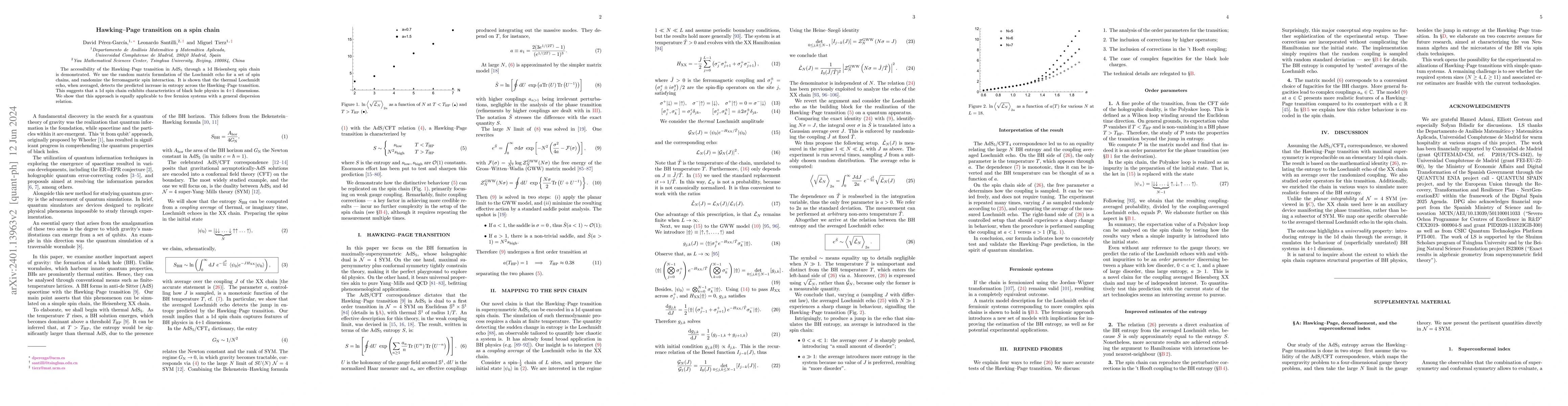 Thumbnail for Hawking-Page transition on a spin chain