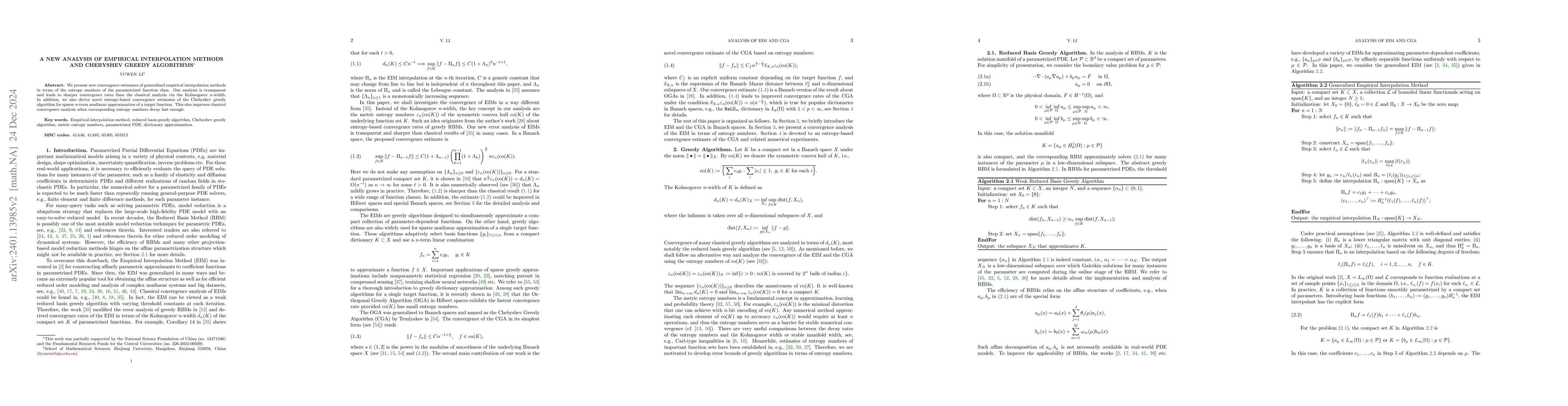 Thumbnail for A new analysis of empirical interpolation methods and Chebyshev greedy
  algorithms