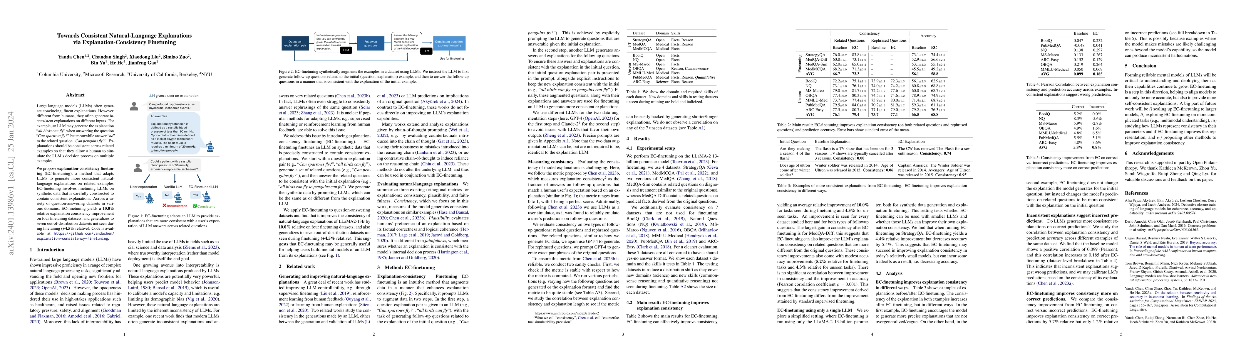 Thumbnail for Towards Consistent Natural-Language Explanations via
  Explanation-Consistency Finetuning