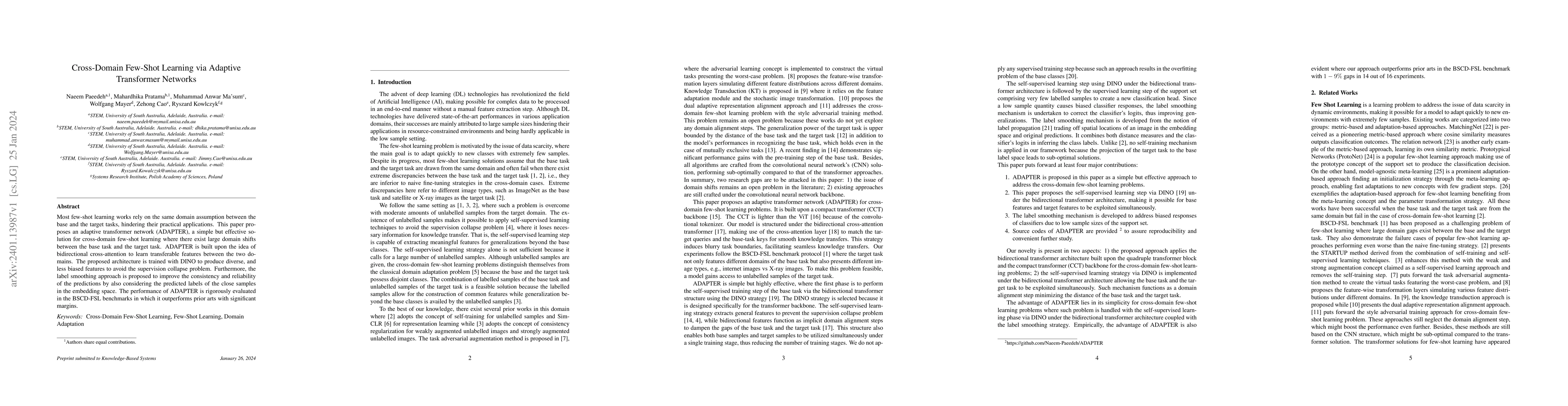 Thumbnail for Cross-Domain Few-Shot Learning via Adaptive Transformer Networks