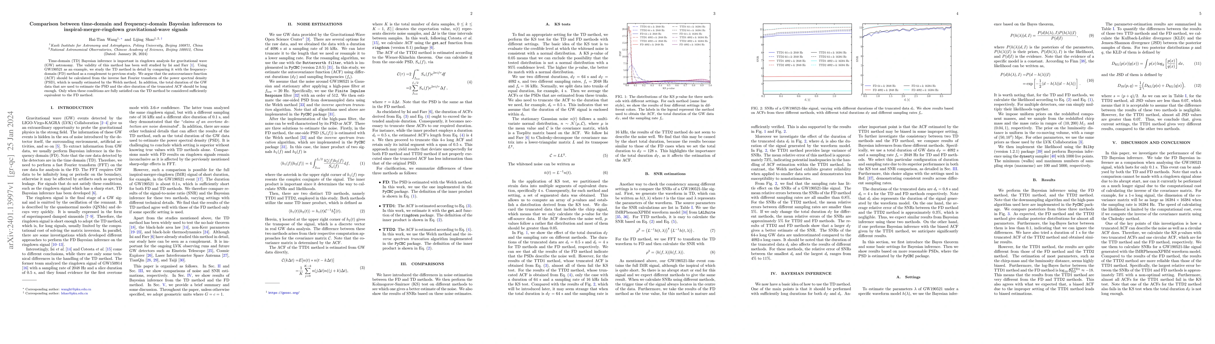 Thumbnail for Comparison between time-domain and frequency-domain Bayesian inferences
  to inspiral-merger-ringdown gravitational-wave signals