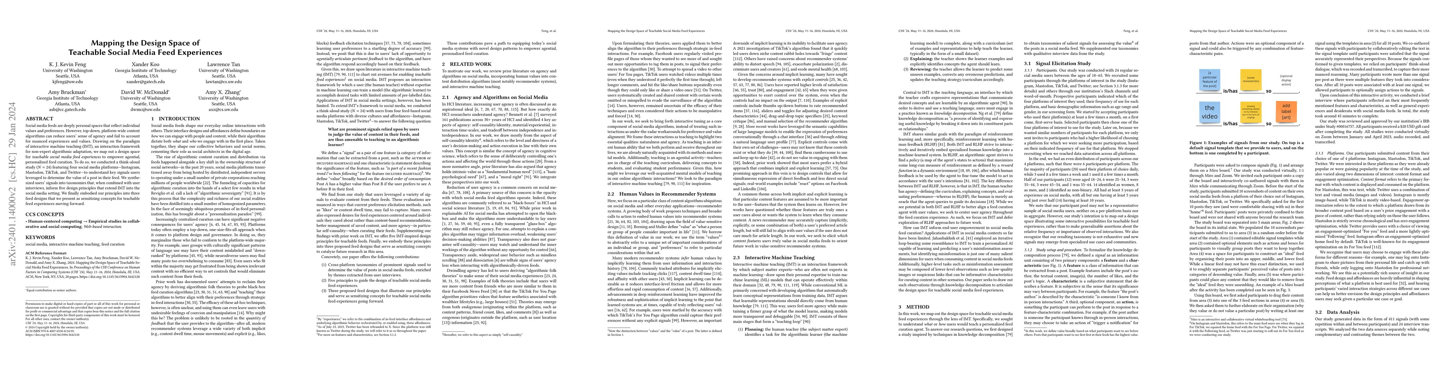 Thumbnail for Mapping the Design Space of Teachable Social Media Feed Experiences